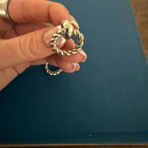 Elegant Silver Twisted Hoop Earrings